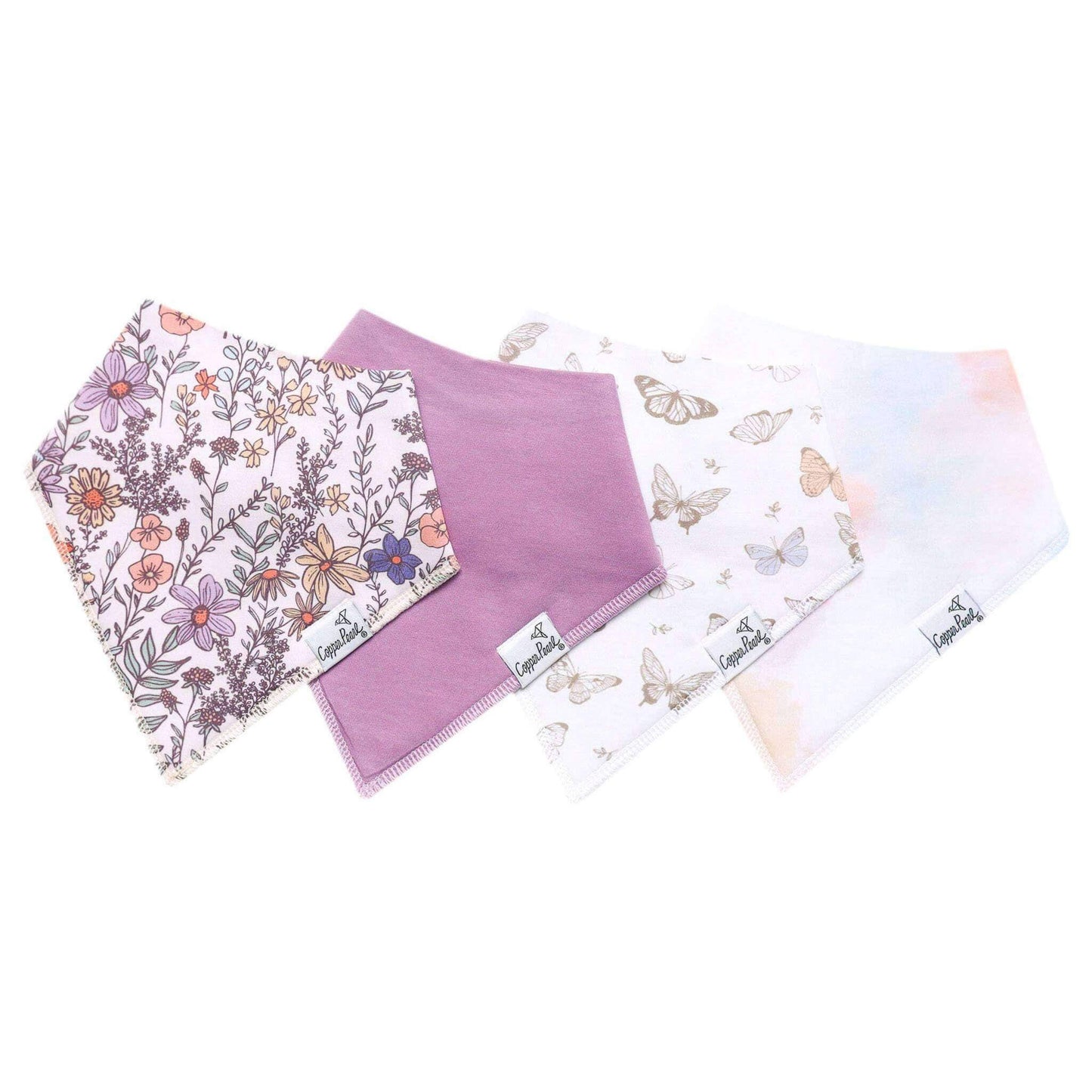 Copper Pearl | 4 Pack Baby Bandana Bibs - Flora