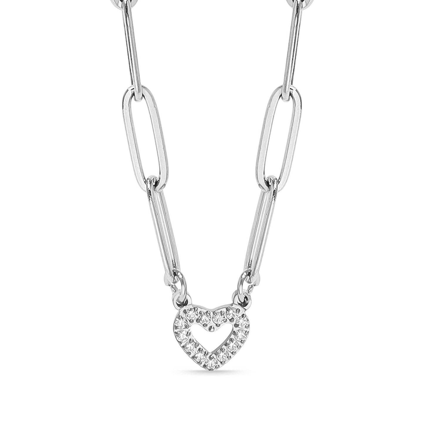 Forever Heart Connector Paperclip Necklace