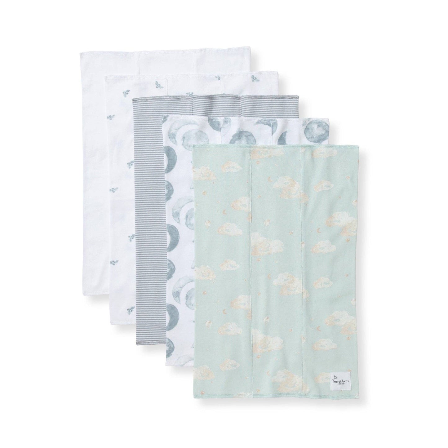 Hello Moon Burp Cloths Set of 5 | Organic Cotton