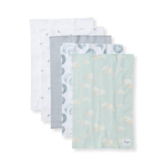 Hello Moon Burp Cloths Set of 5 | Organic Cotton