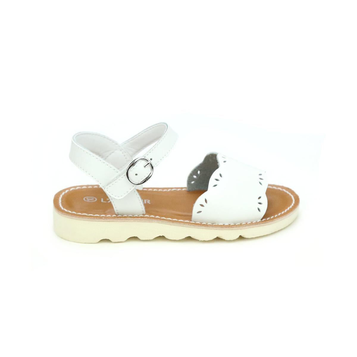 Ella Scalloped Sandal | White