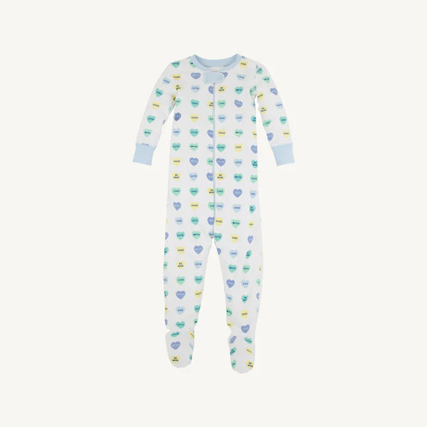 TBBC | Knox’s Night Night Footed - We Heart You (Buckhead Blue) with Buckhead Blue