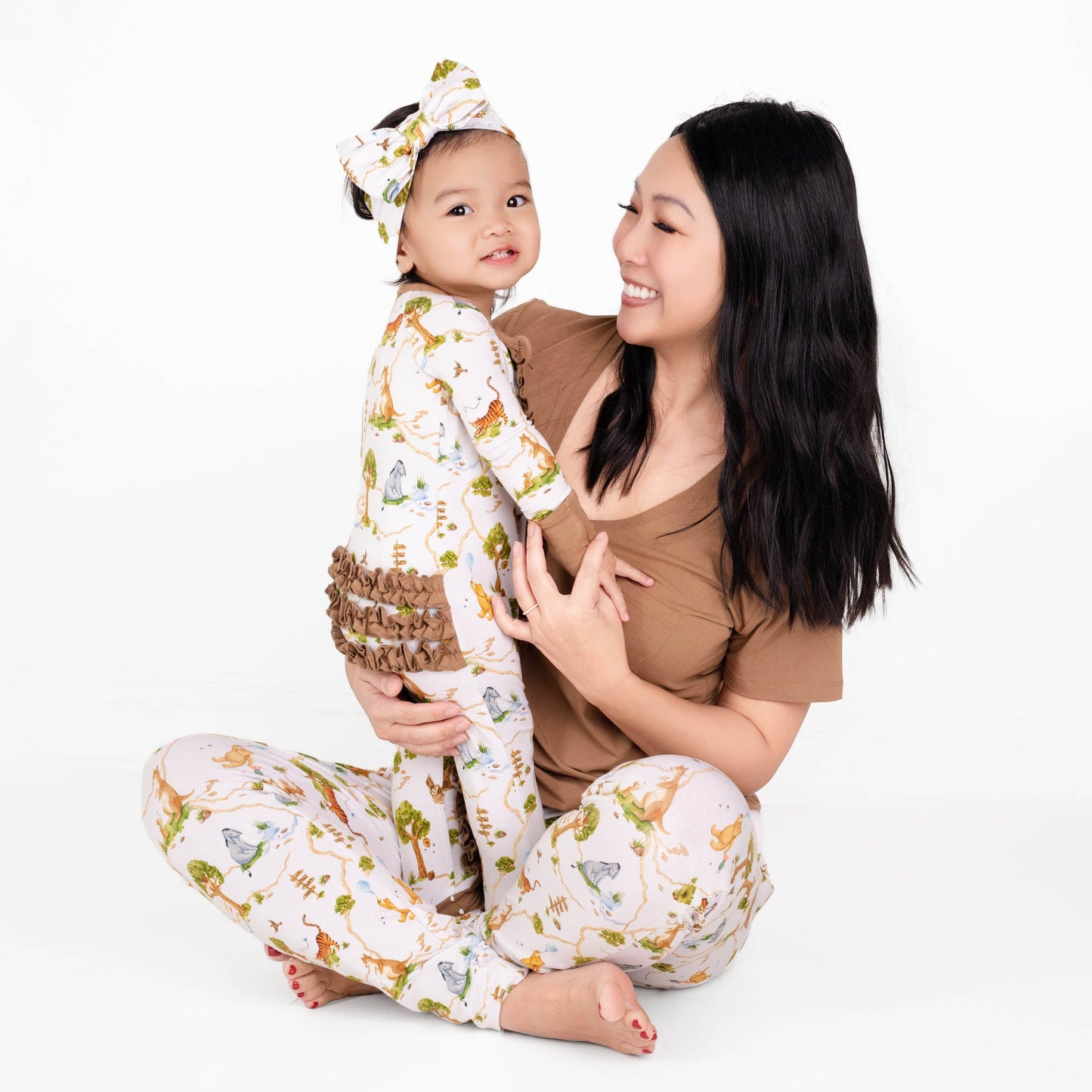 Oh Bother, It's Bedtime Ruffle Baby Bamboo Zipper Romper Pajamas