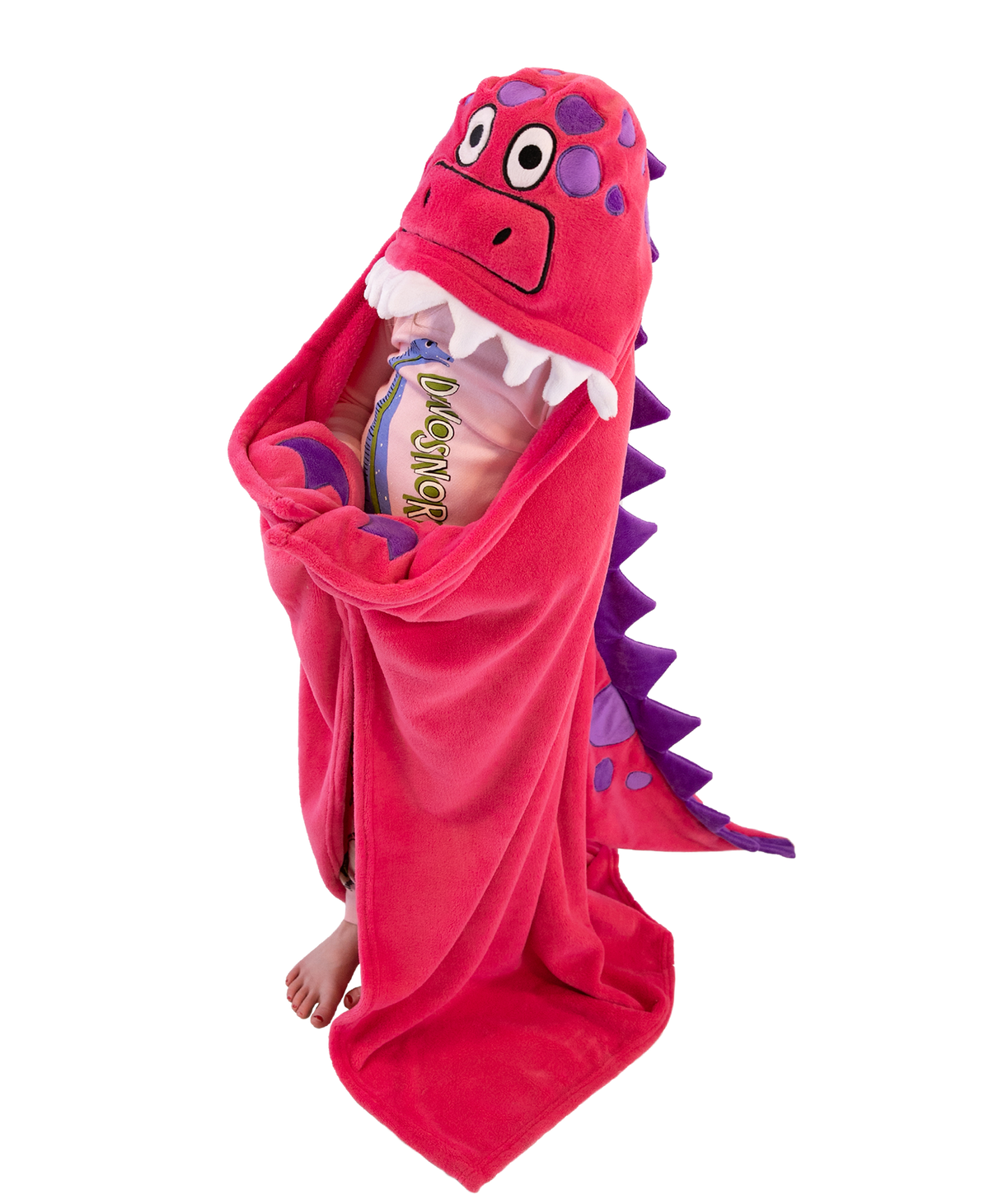 LazyOne | Wearable Hooded Fleece Blankets For Kids - Pink Dinosaur