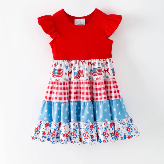 Patriotic Patchwork Tiered Twirl Dress