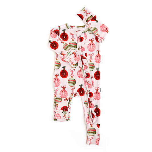 Kit Ornaments Ruffle Bamboo Zip Romper