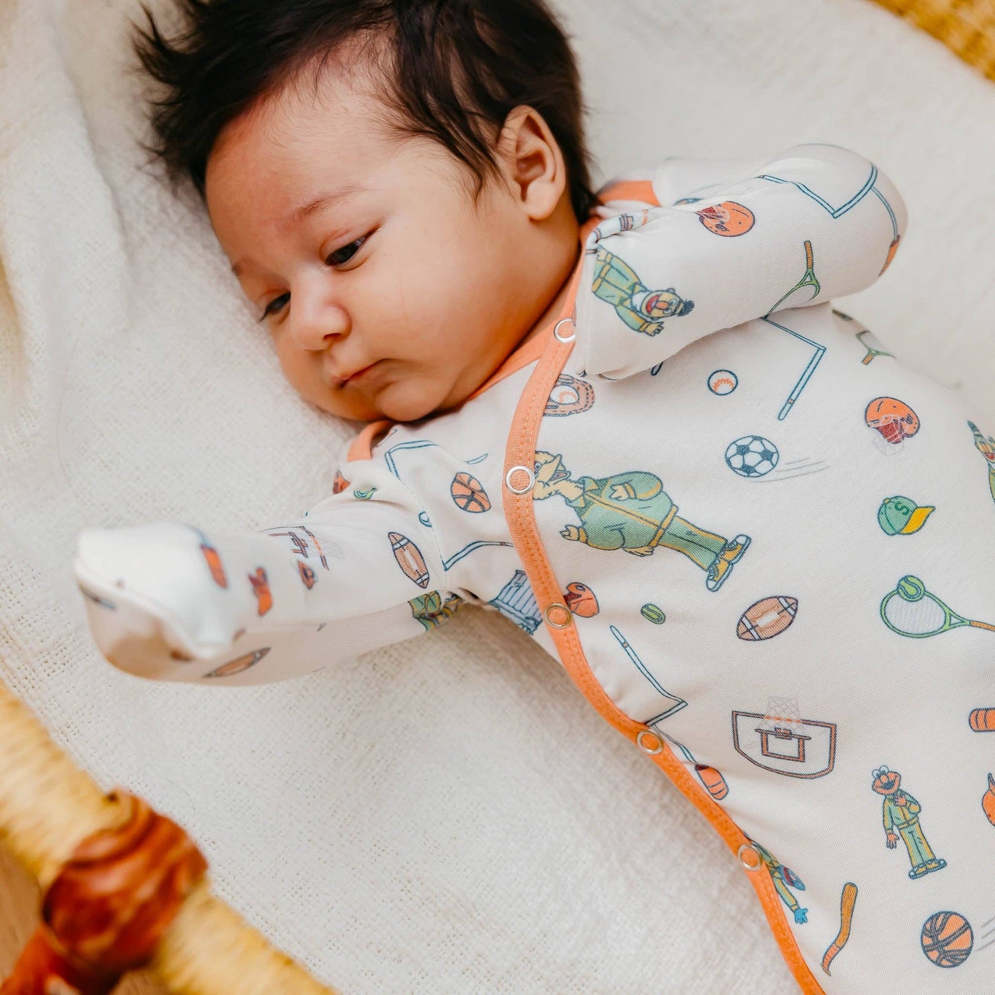 Copper Pearl | Newborn Knotted Gown - Sesame Street Varsity Friends