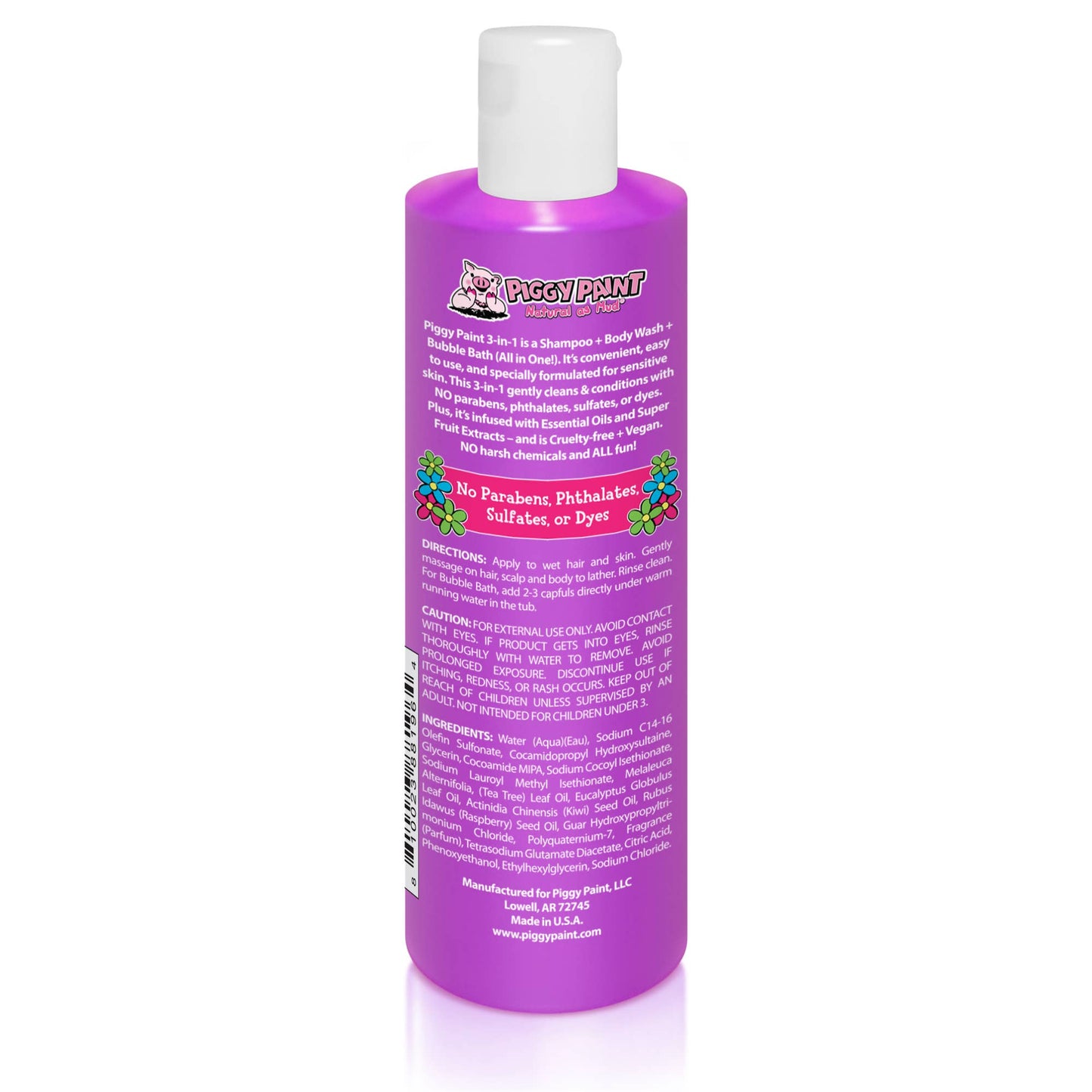 Piggy Paint - 3-in-1 Shampoo + Body Wash + Bubble Bath Non-toxic Hair Care