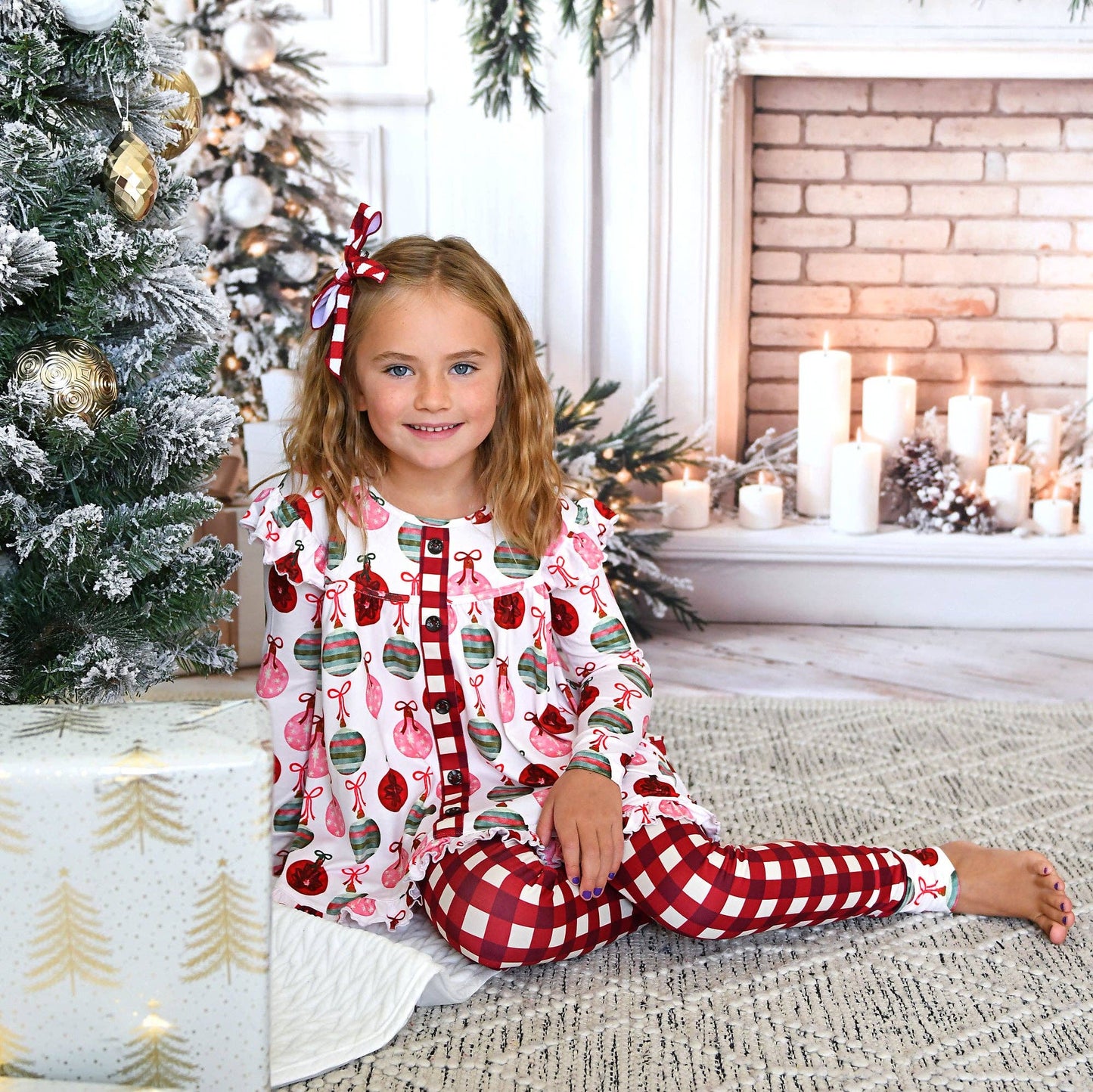 Kit Ornaments and Plaid Peplum Set