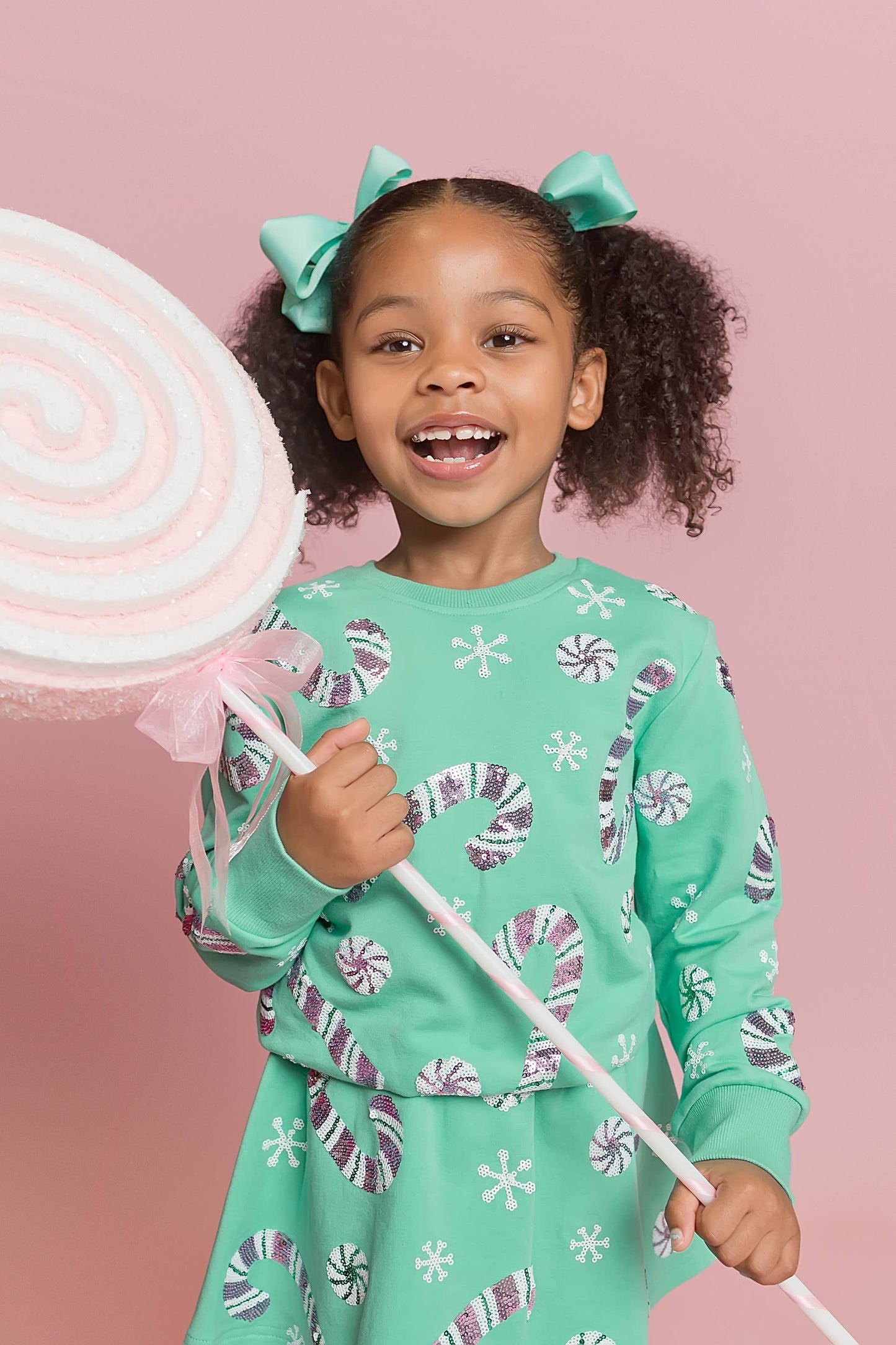 Belle Cher - Candy Cane Teal Sweatshirt and Skort Outfit