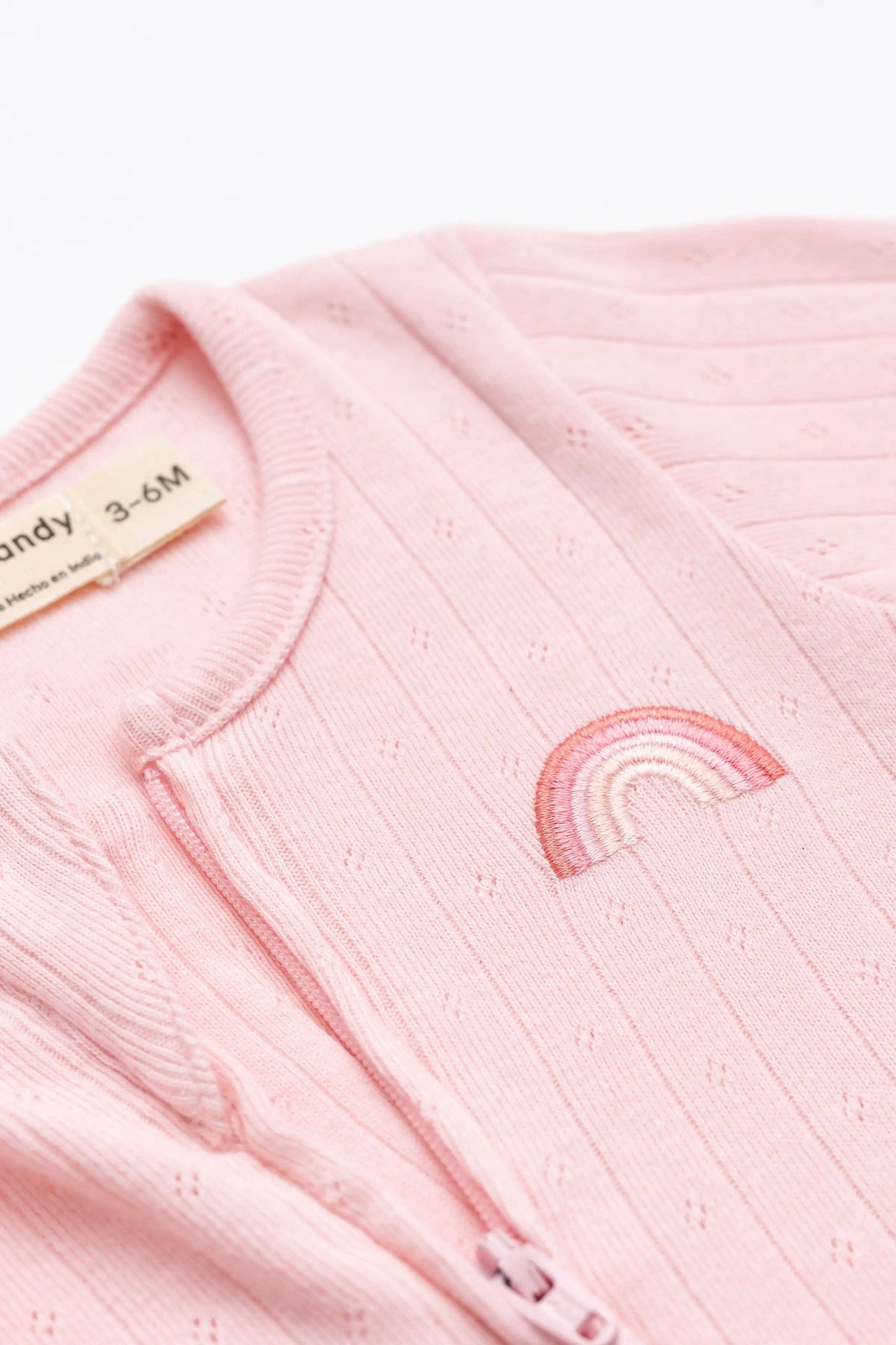 Pointelle Embroidered Rainbow Zipper One-Piece