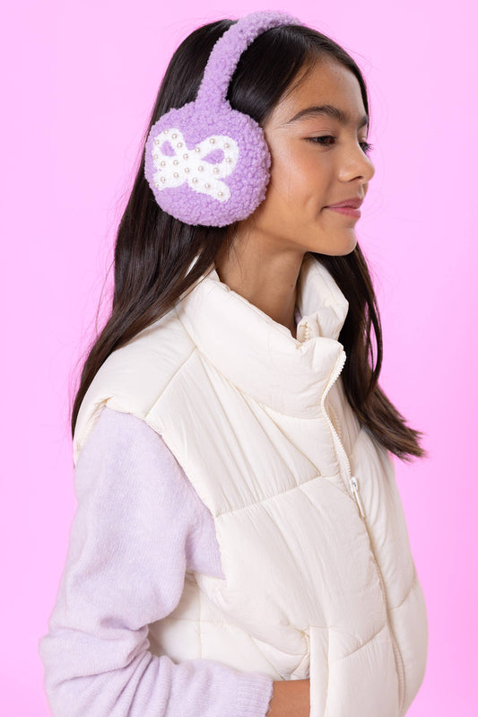 OMG Accessories - Chenille Bow Ear Muff & Glove Set