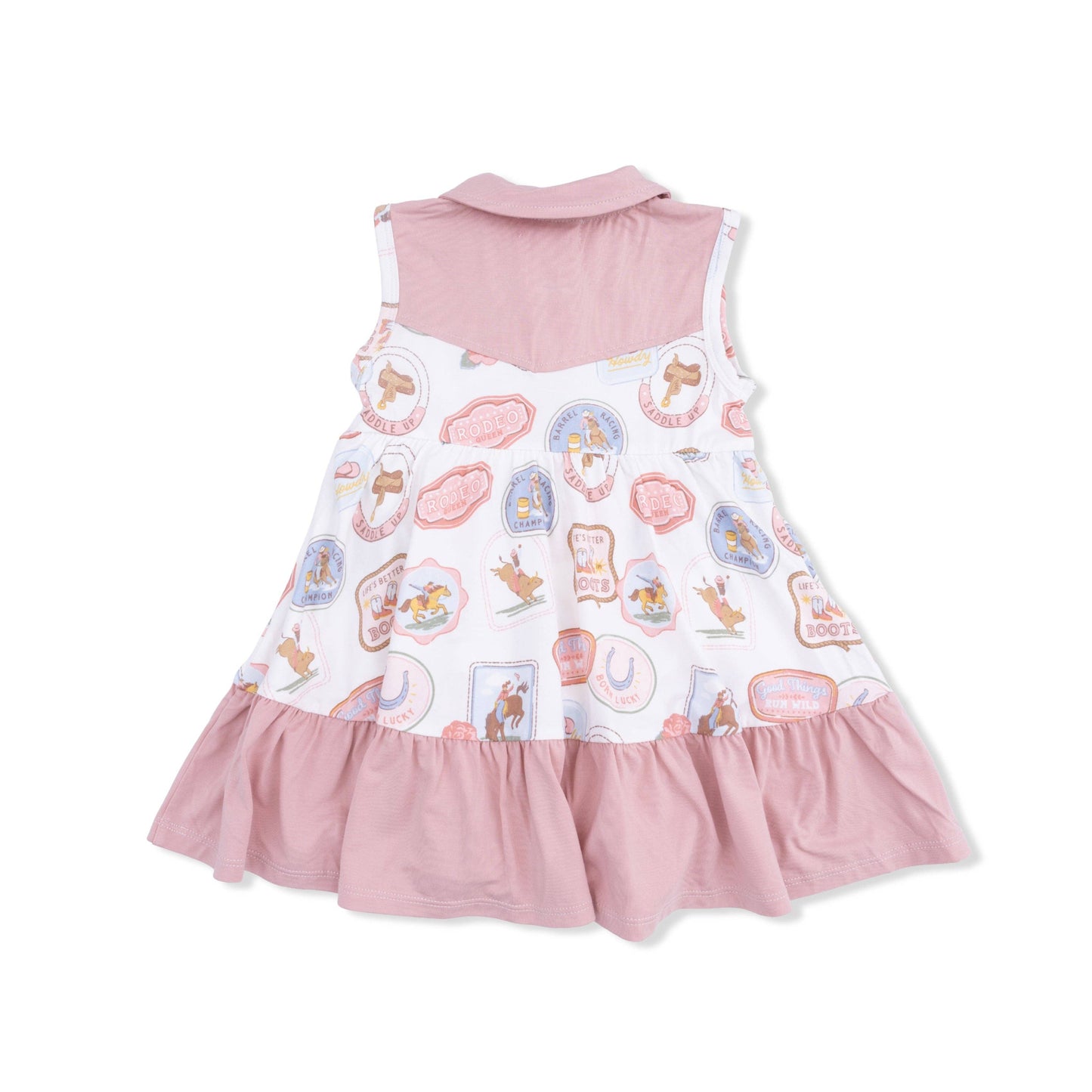 Angel Dear | Rodeo Patches Pink - Cowboy Bodysuit Dress