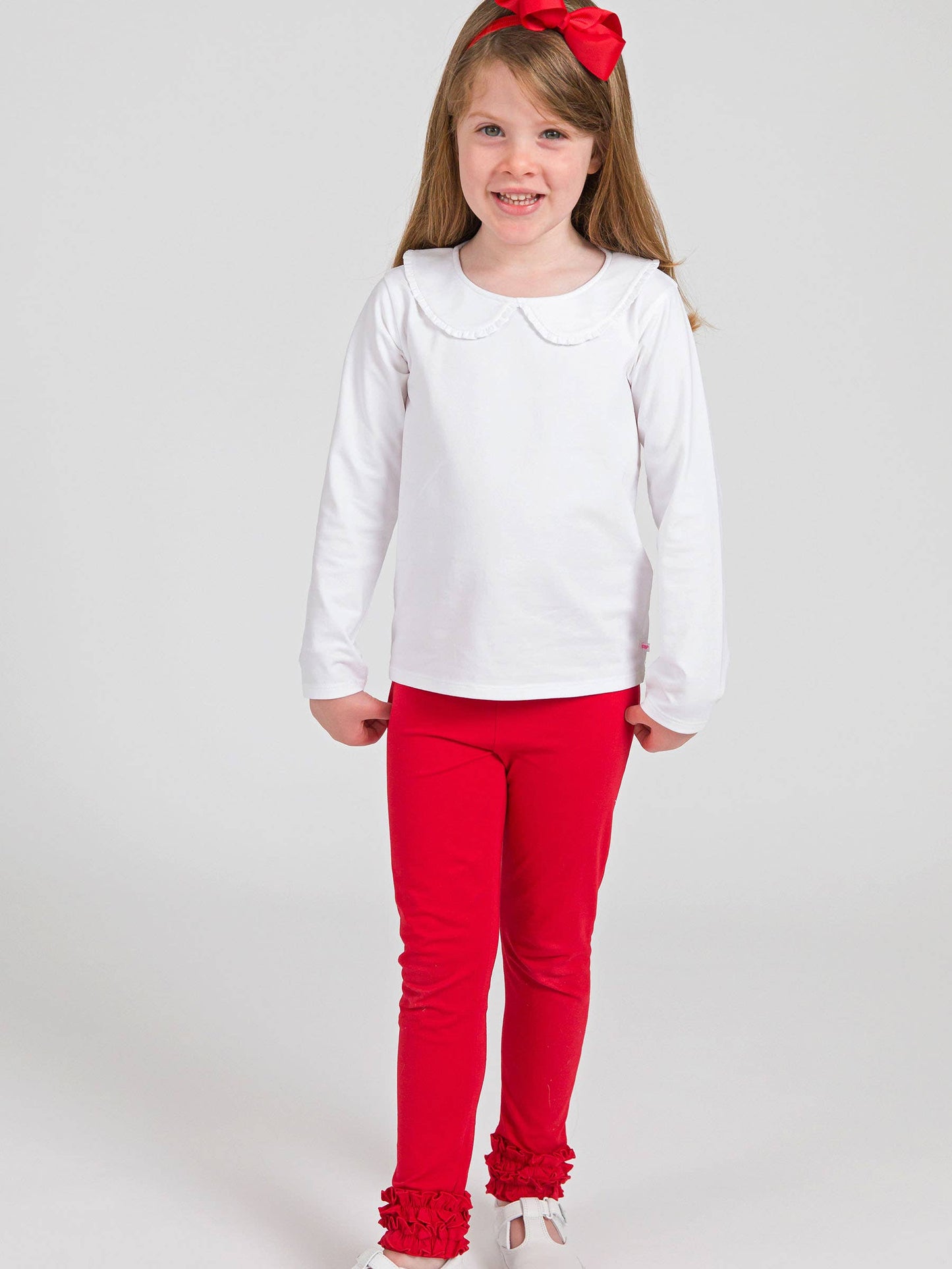 RuffleButts + RuggedButts - Girls Red Classic Ruffle Leggings