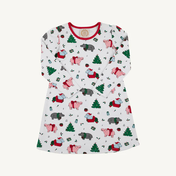 TBBC | Long Sleeve Penny’s Play Dress - I Want a Hippopotamus with Richmond Red