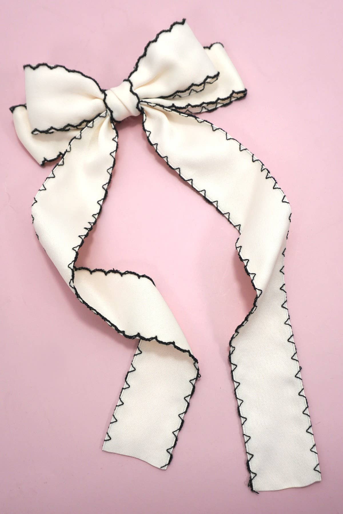 Zigzag Edge Hair Bow Ribbon Clip