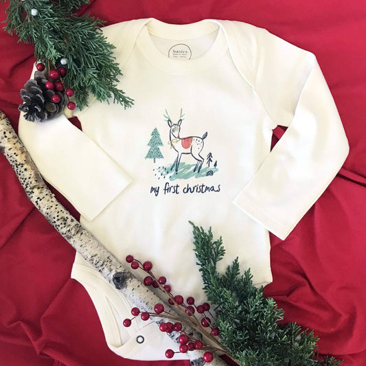 Baby graphic bodysuit | christmas deer (long sleeve)