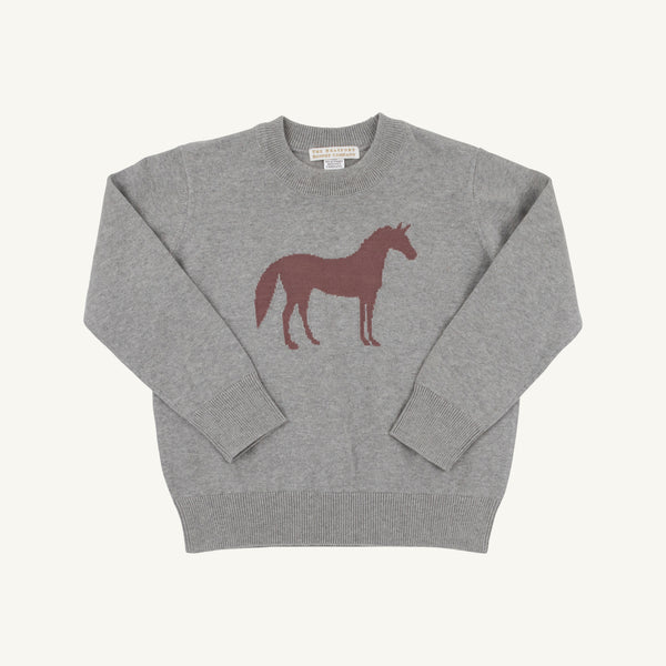 TBBC | Isaac's Intarsia Sweater - Grantley Gray (Heathered) with Horse Intarsia