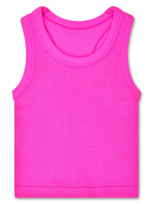 Pretty Pink Smocked Racerback Tank Top