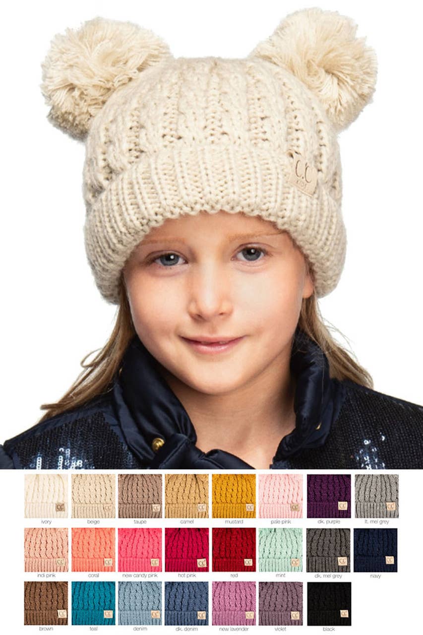 C.C Kids Double Pom Pom Beanie