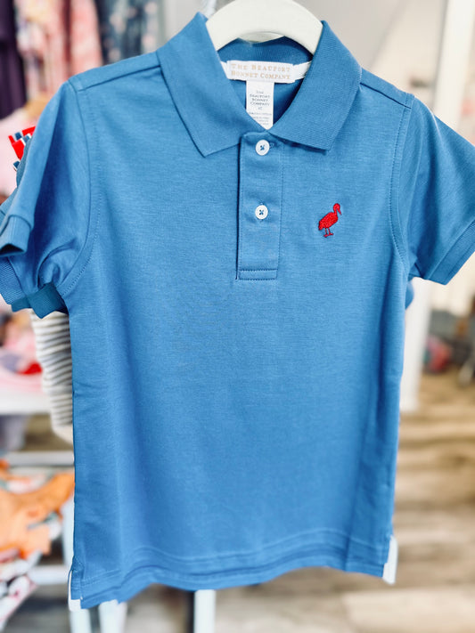 Prim & Proper Polo - Wood Boat Blue with Richmond Red Stork