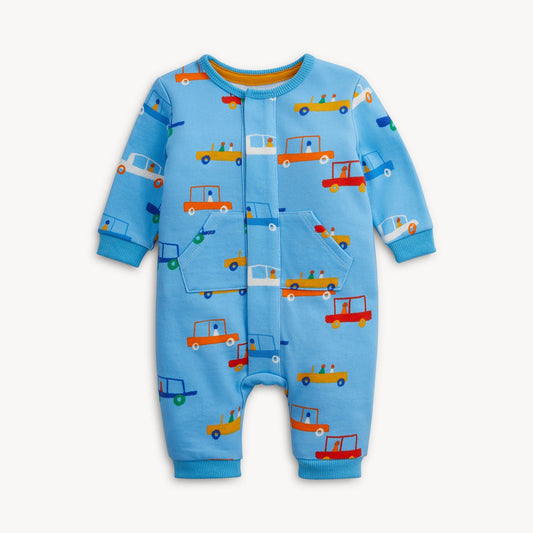 Magnetic Me | Cars Blue French Terry Boys Romper