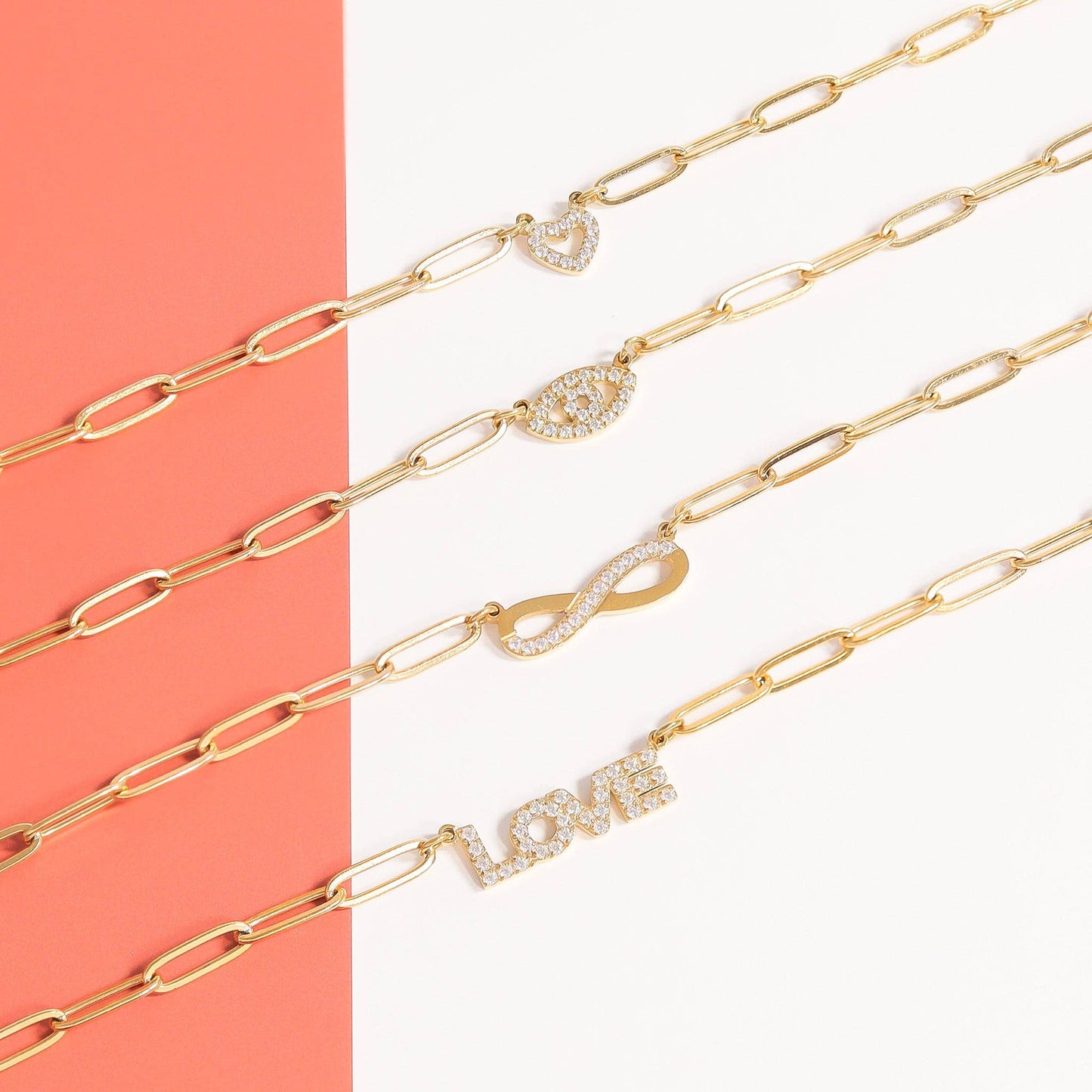 Forever Heart Connector Paperclip Necklace
