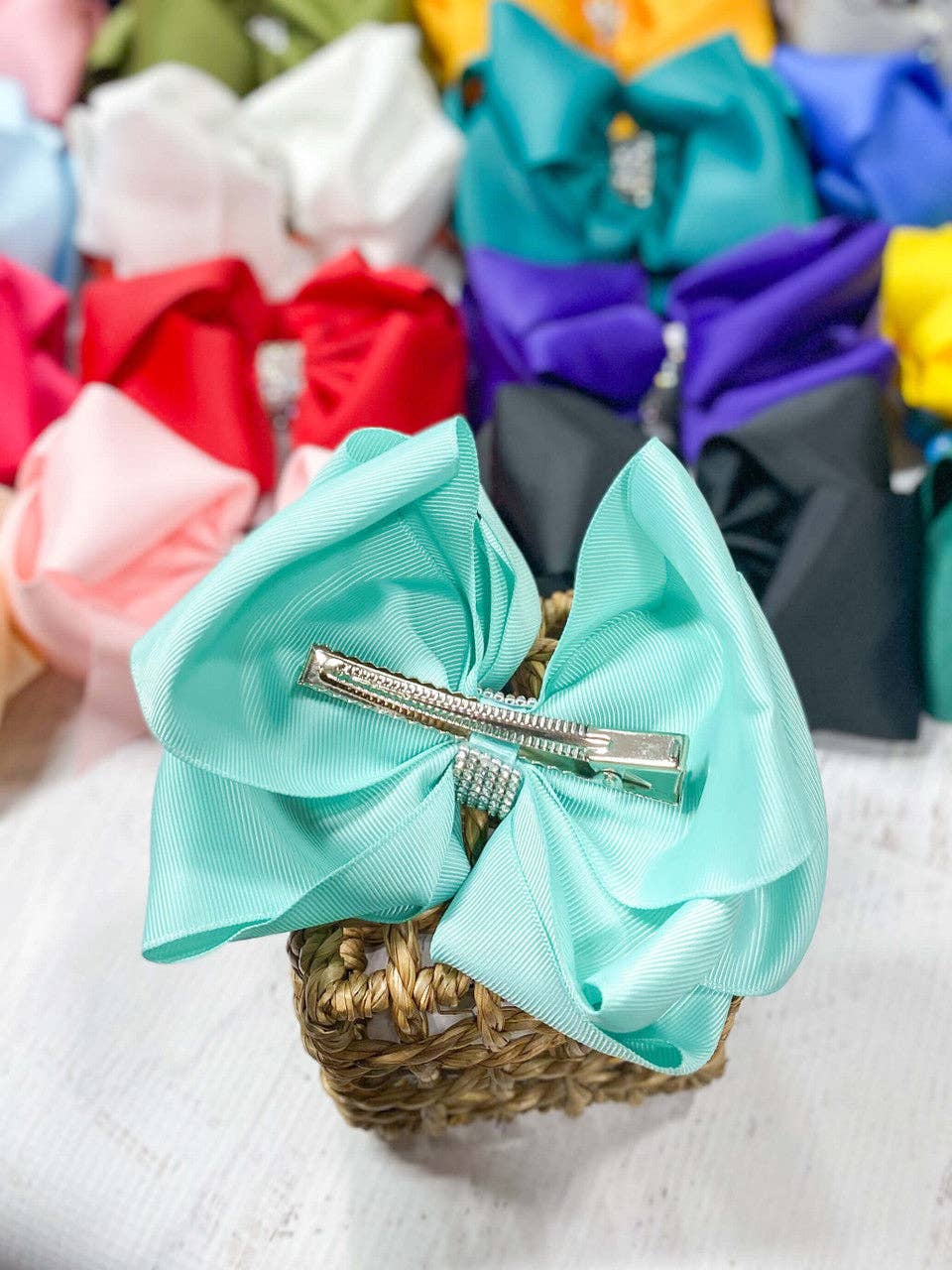 Oversize Rhinestone Hair Bows - Alligator Clip - 5.5"