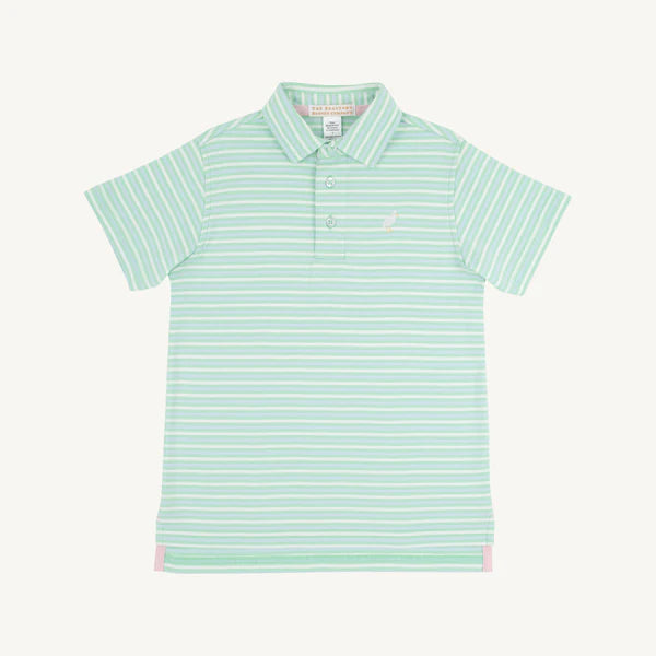 TBBC | Prim & Proper Polo - Sumner County Stripe (Grace Bay Green) with Multicolor Stork