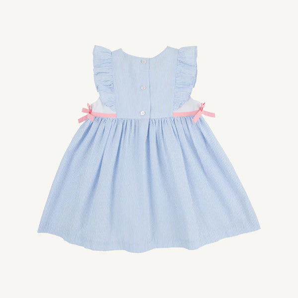 TBBC | Pammy's Pinafore Dress - Breakers Blue Seersucker with Sandpearl Pink