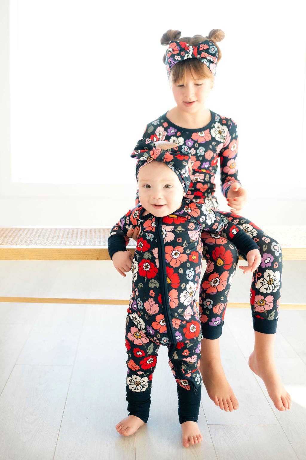Midnight Meadow Long Sleeve Kids Bamboo Pajamas Set