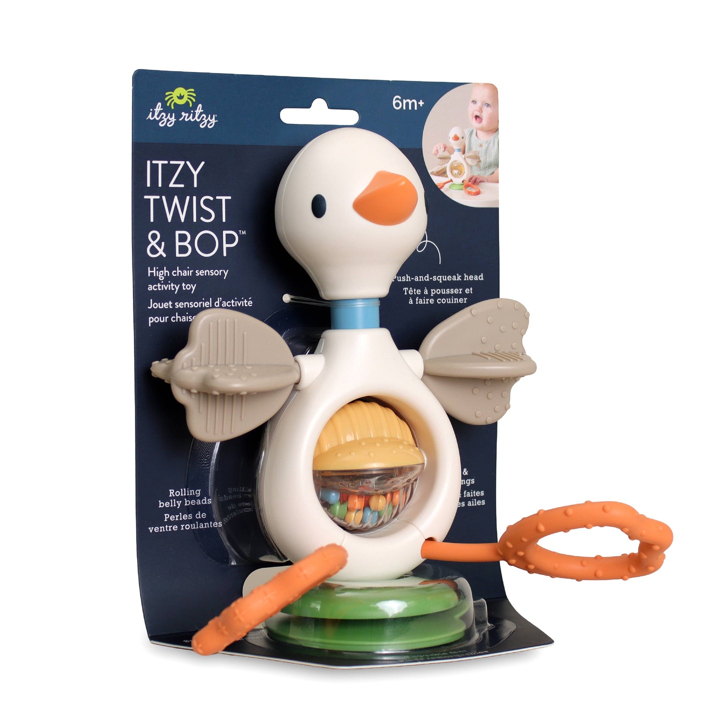 Itzy Ritzy | Itzy Twist & Bop™ - High Chair Sensory Toy Goose