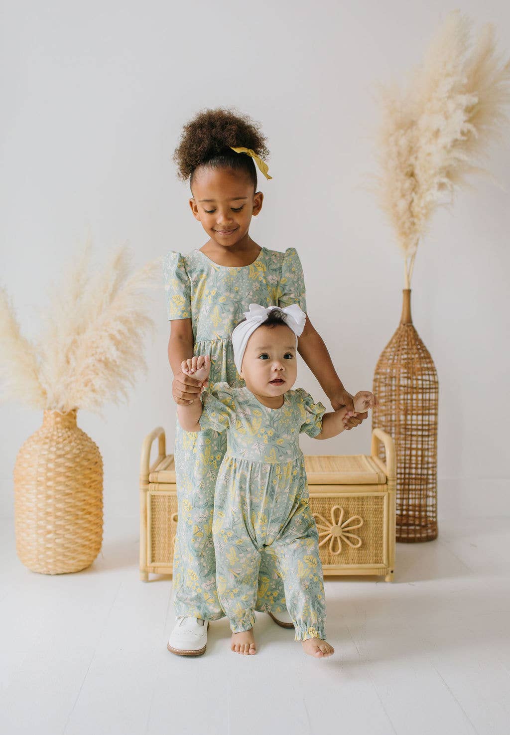 Ollie Jay | Puff Leggy Romper in Sunlit Sage