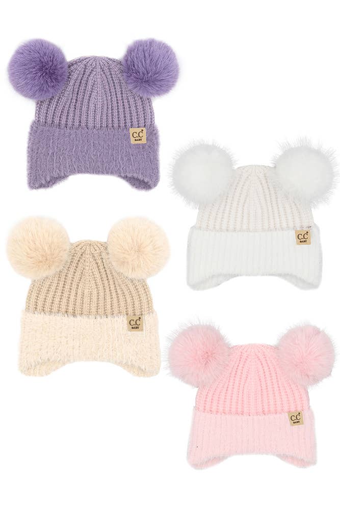 C.C Baby Fur Earflap Pompom Beanie