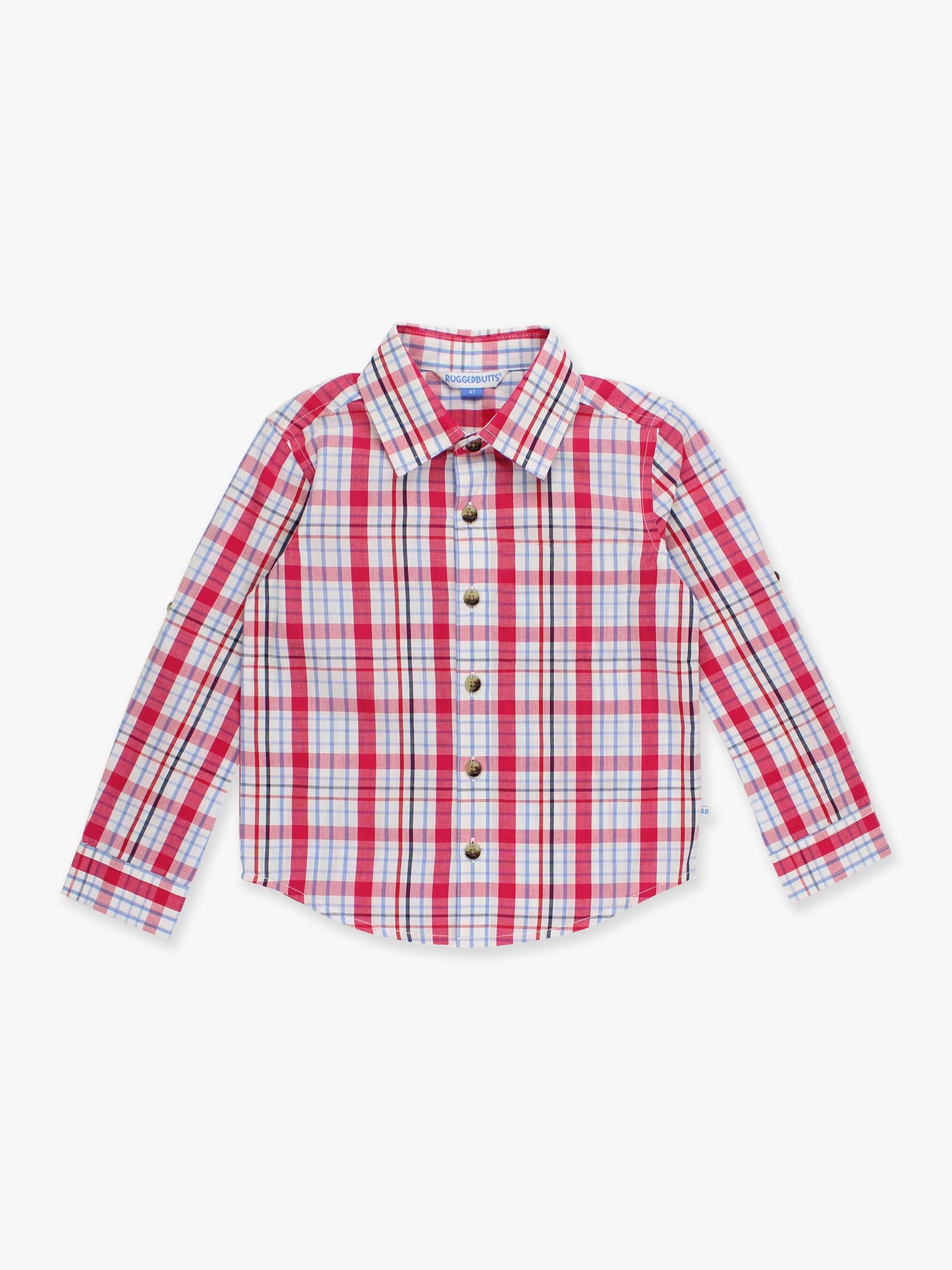 RuffleButts + RuggedButts - Boys Adley Plaid Long Sleeve Button Down Shirt