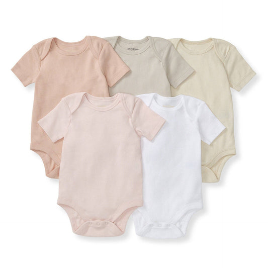 Short Sleeve Baby Bodysuits 5 Pack - Pink Sand | Organic Cotton