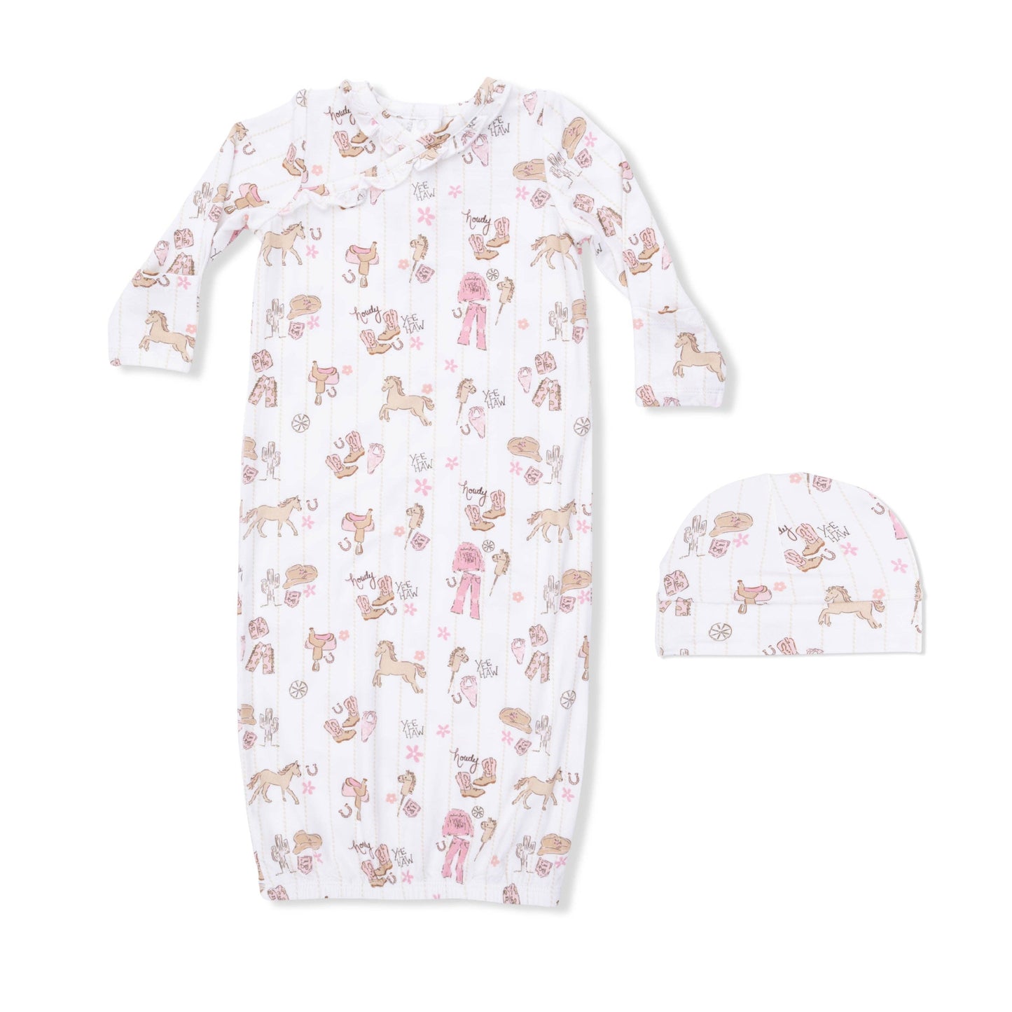 Angel Dear | Cowgirl Nursery - Kimono Gown & Ruffle Knotted Hat
