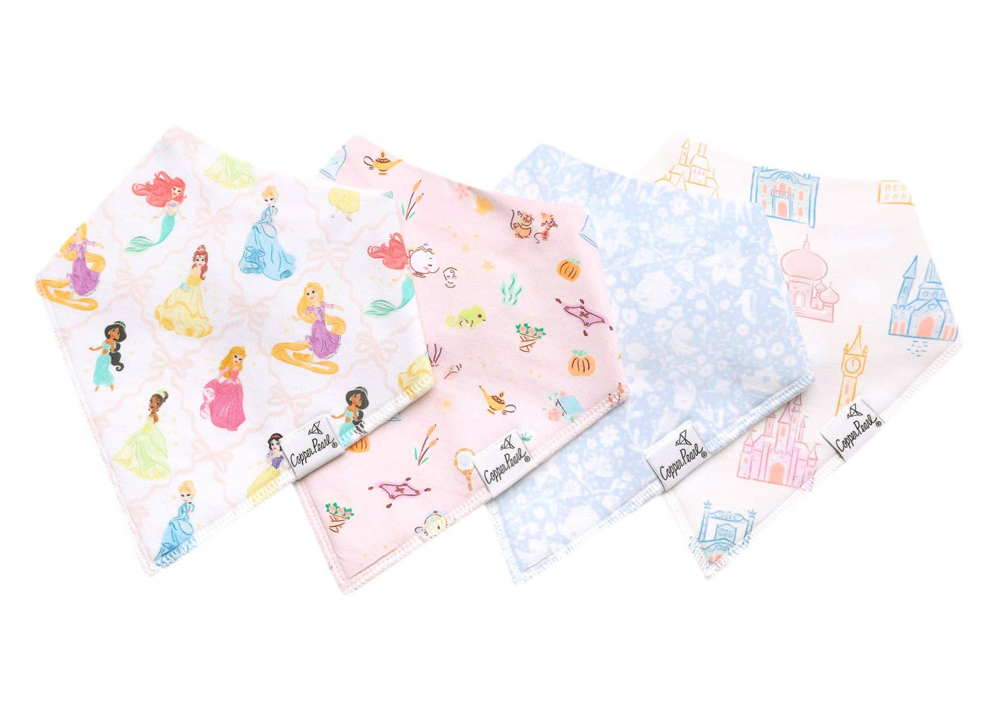Copper Pearl | 4 Pack Baby Bandana Bibs - Disney Princess