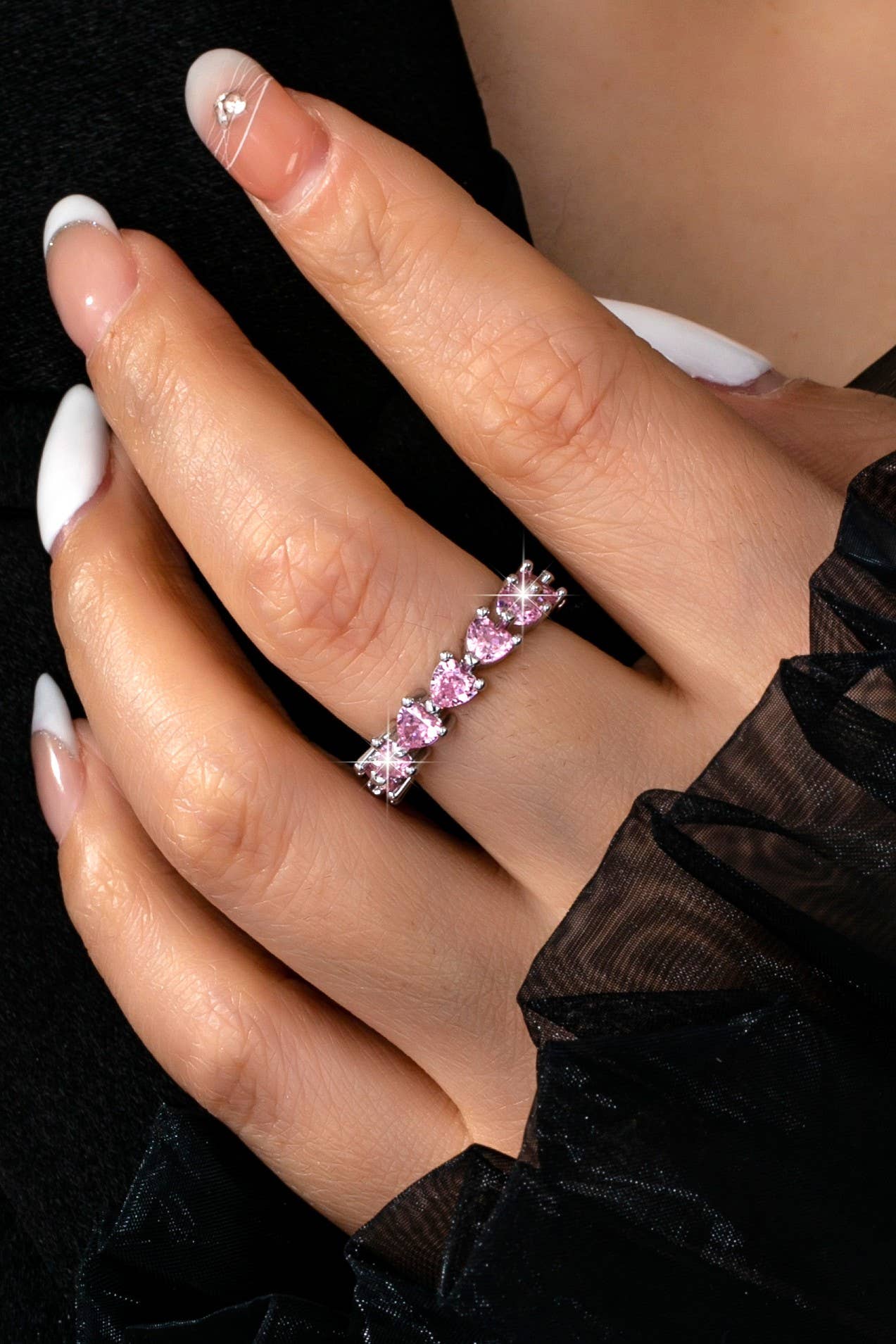 Pink Heart Eternity Band Ring