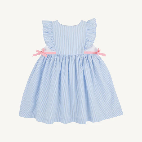 TBBC | Pammy's Pinafore Dress - Breakers Blue Seersucker with Sandpearl Pink