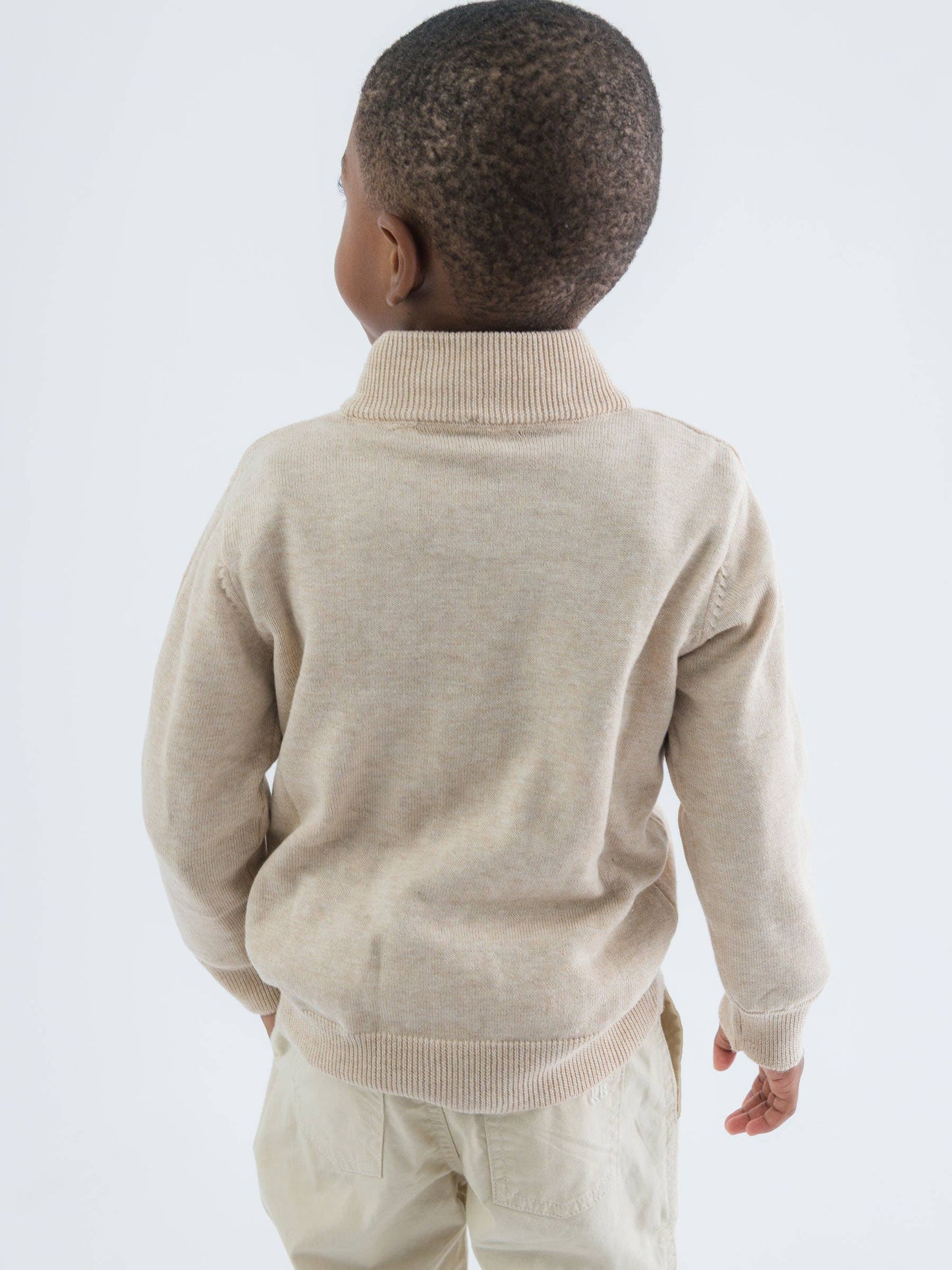 RuffleButts + RuggedButts - Boys Heather Oatmeal Quarter-Zip Sweater