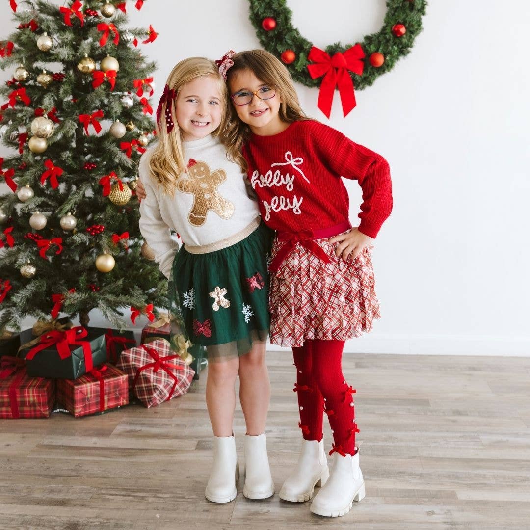 Girls Gingerbread Sequin Patch Christmas Sweatshirt