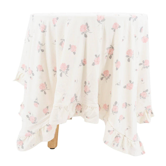 Ruffle Blanket - Roses White