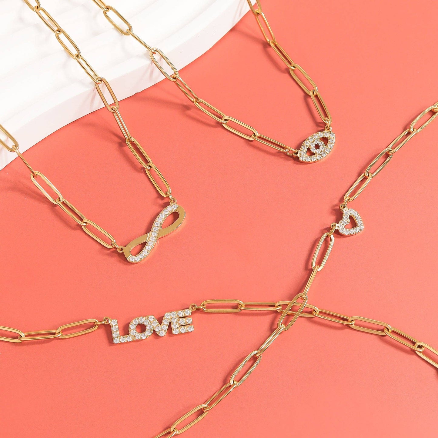 Forever Heart Connector Paperclip Necklace