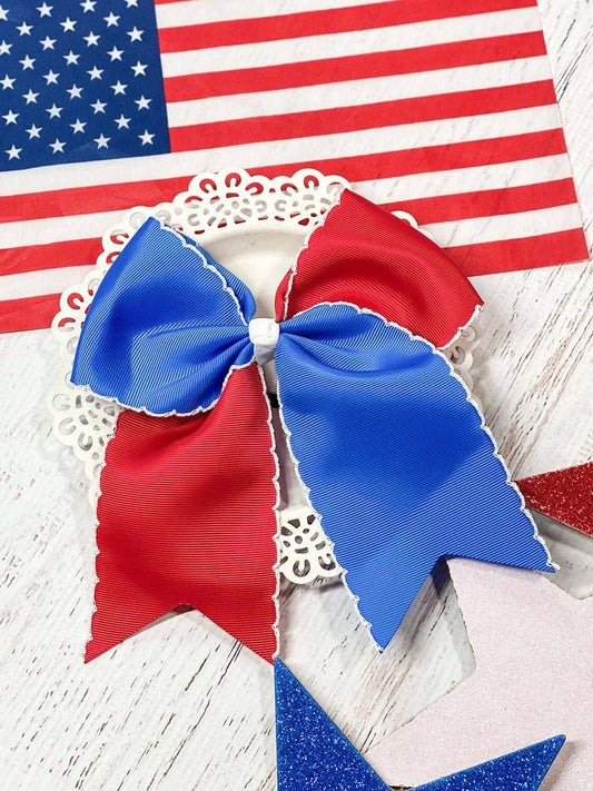 Red White & Blue Moonstitch Cheer Bow