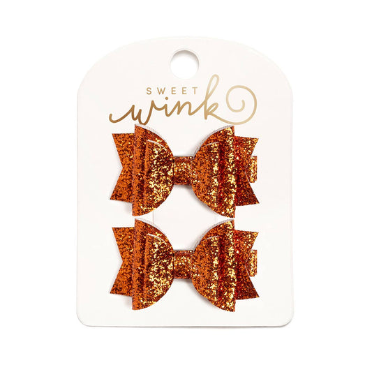 Spice Glitter Hair Bow Clip Set