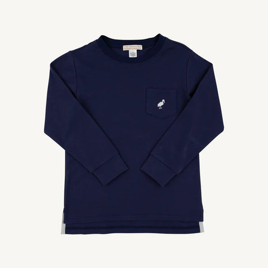 TBBC | Long Sleeve Carter Crewneck - Nantucket Navy with Worth Ave White Stork