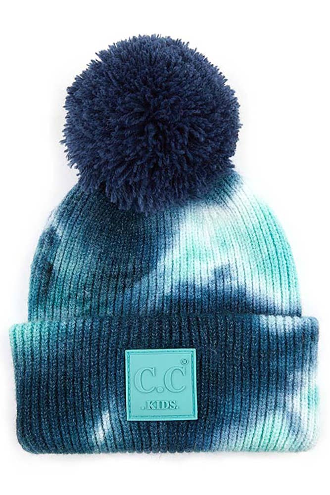 CC Kids Tie Dye with Rubber Patch Pom Beanie