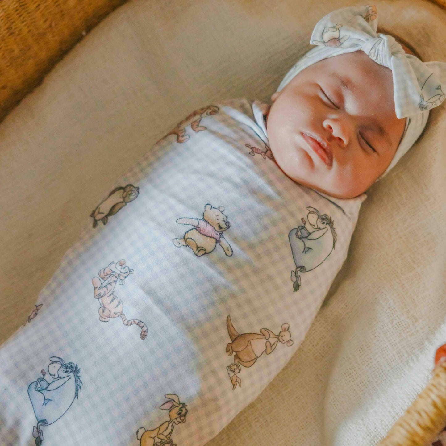Copper Pearl | Knit Swaddle Blanket - Winnie the Pooh and Friends