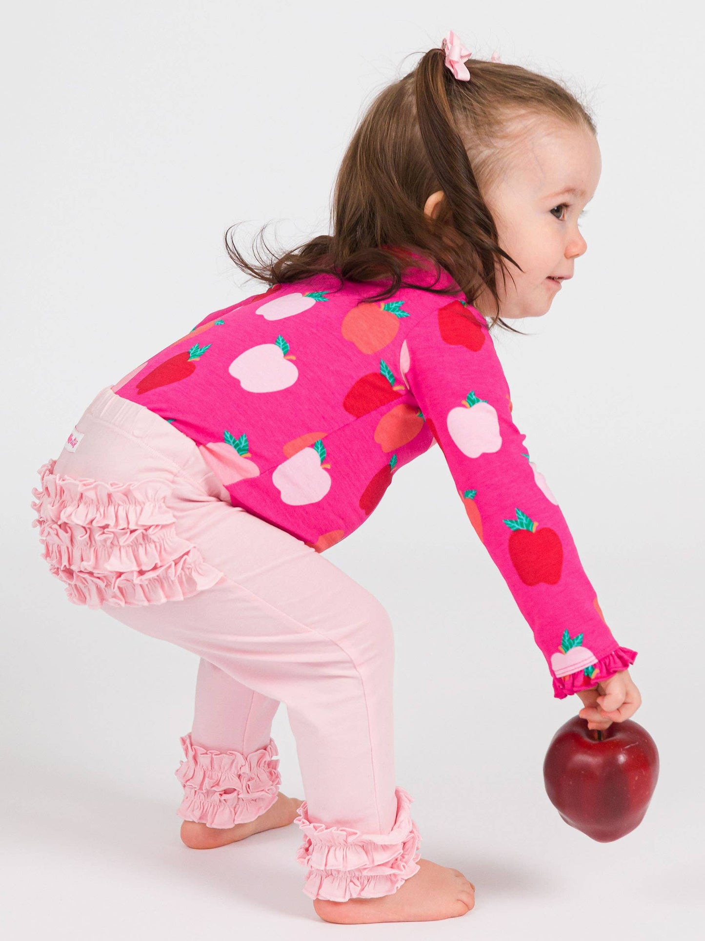 RuffleButts + RuggedButts - Toddler Girls Pink Classic Ruffle Leggings with Signature Rear Ruffles